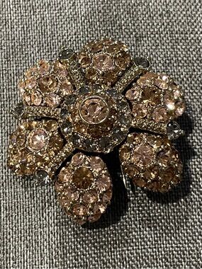 Crystal Flower Brooch - Gold and Blush Pink Sparkle
